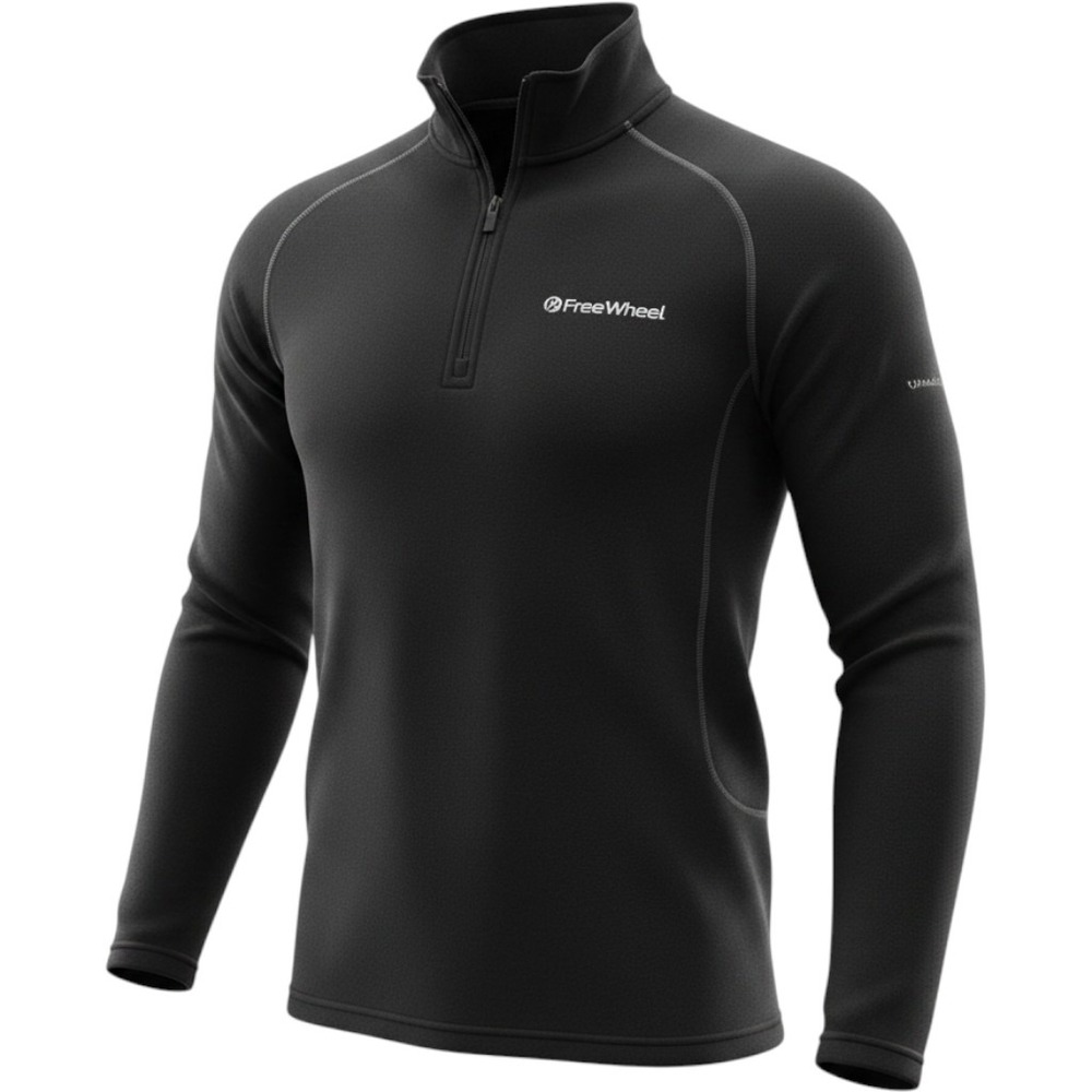 Mens Quarter Zip Pullover Black Long Sleeve Activewear Top Size XL